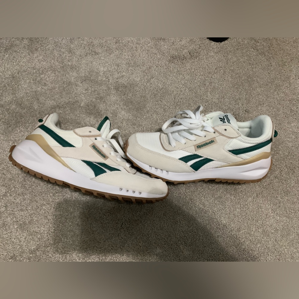 Reebok White Sneakers with Green Accents